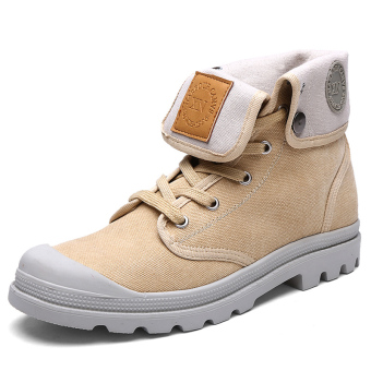 PINSV Canvas Men's Casual Boots Ankle Boots High Cut (Beige) - Intl  