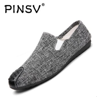 PINSV Canvas Slip On Men Driving Loafers Casual Breathable Shoes (Black) - intl  