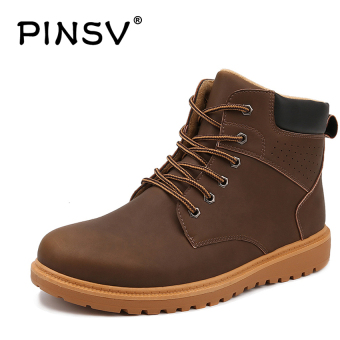 PINSV High Quality Men Ankle Boots Winter Keep Warm Martin Boots Big Size 39-47 (Coffee) - intl  
