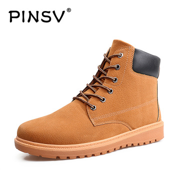 PINSV High Quality Men Ankle Boots Winter Keep Warm Martin Boots Big Size 39-47 (Khaki) - intl  