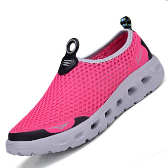 PINSV Jala Sepatu Casual Fashion Wanita Sepatu Kets Untuk Bernapas Cut Rendah (Berwarna Merah Muda)  