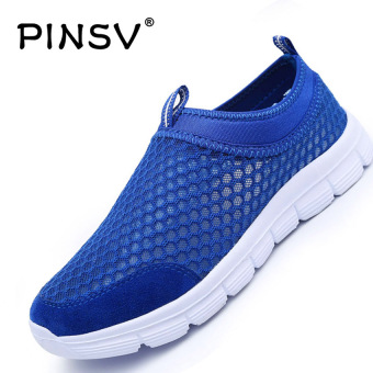 PINSV Men Fashion Cut Rendah Bernapas Jala Sepatu (Biru)  