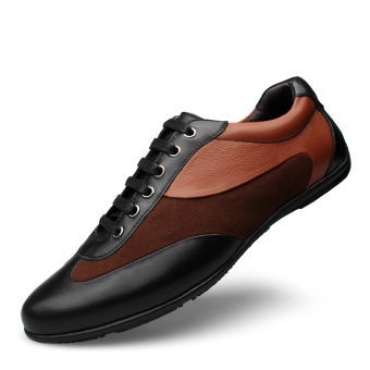 PINSV Men Leather Breathable Casual Business Shoes (Brown) - intl  