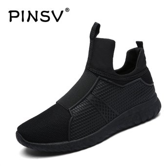 PINSV Men's Fashion Mesh Breathable High Cut Sporty Shoes Casual Sneakers 8803 (Black) - intl  