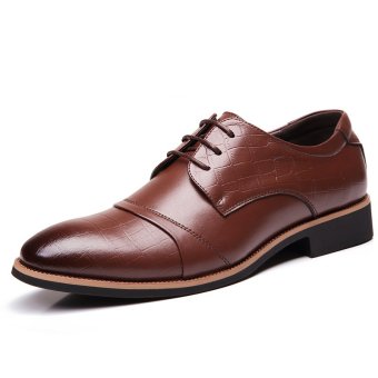 PINSV Snythetic Leather Men Formal Business Shoes Oxfords Shoes (Brown) - Intl  