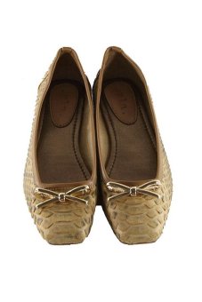 Pla Sepatu Wanita - Python Cream Square Gold - Cream  