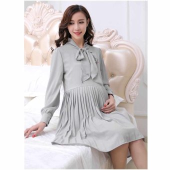 Plaka Large Size Maternity Skirt Casual Ledies Dresses Long Sleeve ,Gray,M  