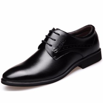 PLAYBOY New Style Men's Fashion Breathable Leather Formal Business Shoes Play Boye Shoes(Black)  