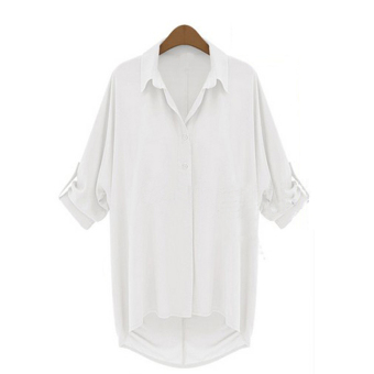 Plus Size Girls Sheer Chiffon Collar Batwing Sleeve Baggy Shirt Blouse Cardigan White- Intl  