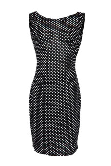 Polka Dot Dress Pencil Dress (Black)  