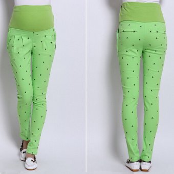 Pregnant Women Abdominal Pants Maternity Pants Belly Leggings Pregnancy Trousers Fluorescent Green (Intl)  