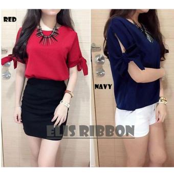 Premierfashionstore Blouse Elis Ribbon - Navy Blue  