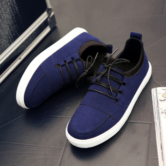 Pria sepatu kanvas Menjalankan Sepatu Casual Berjalan Sepatu Fashion Mens Sneakers Casual Canvas Running Shoes Walking Shoes Blue - intl  