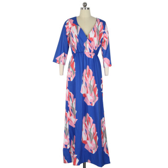 Printed Dress Abstract Pattern Design Dress (Blue? (Intl)  