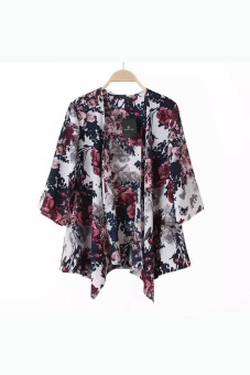 Printed Jacket Chiffon Kimono Cardigan Multicolour  