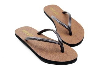 PU Casual Beach Slippers Flip Flops Sandals Black  