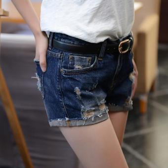 Pudding Women 's loose denim shorts Dark blue - intl  