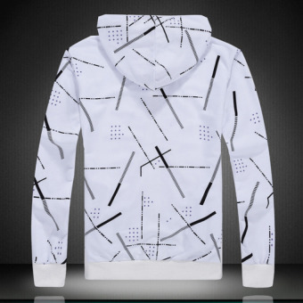 QQ Zipper Baseball Shirt Men's print jacket White - intl  