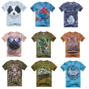 Queen Animal series: 3D Men handmade tie-dyed cotton printing European style short-sleeved T-shirt(ZD000025)  