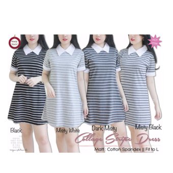 Queenshop - BSBC Dress Colage Stripe - Grey White  