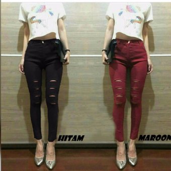 Queenshop - BSBC Four Ripped Jegging - Maroon  