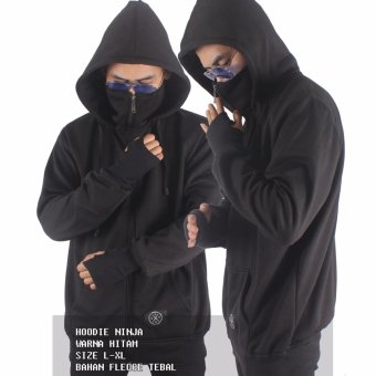 R.S.T.R. jaket sweater pria - hoodie pria polos model ninja - hitam  
