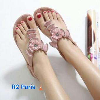 R2Paris Sepatu Sandal Bunga Kipas Pink  