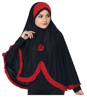 Raindoz Kerudung Muslimah RSYx049 Black Red  