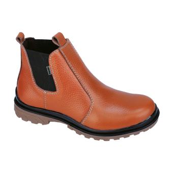 Raindoz Rmp 138 Sepatu Safety Boots Pria - Kulit - Tpr - Bagus Dan Kuat(Tan )  