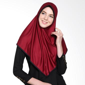 Raniah Hijab Bergo Segitiga Merah Marun-Hitam  