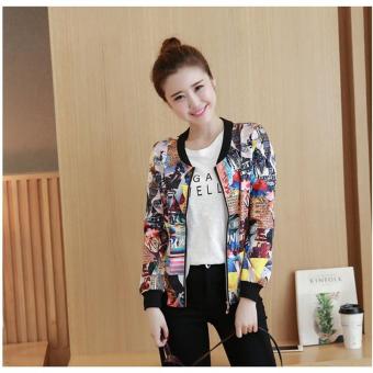 RED NEW Women Jacket Spring Autumn Women Coat Vintage Floral Printed Stand Collar Fashion Casual Womens Jackets Coat Female Overcoat - intl  