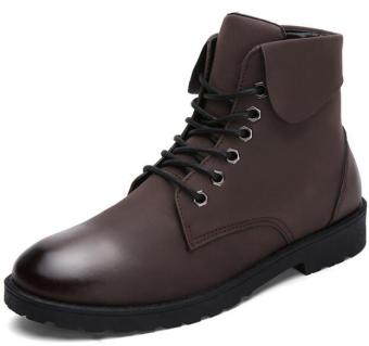 Rising Bazaar Men's Fashion Warming Leather Working Snow Boots (T222-Brown)  