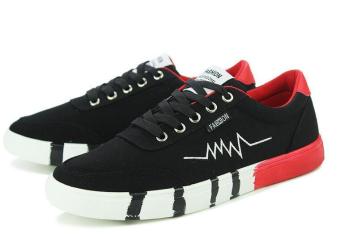 Rising Bazaar Men's Sport Casual Canvas Sneaker (018 Black Red) - intl  