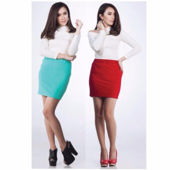 Rok Mini Bodycon Skirt (RK110) (2 Pcs: Tosca dan Merah)  
