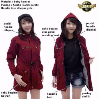 Rosekekey Jaket Parka keren wanita ( maroon )  