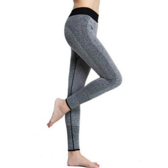 Running sports clothes High stretch arm fitness Quick-drying Leggings female summer(Grey) - intl  
