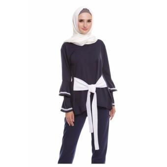 Ryma Hand Bell Top Navy-White  
