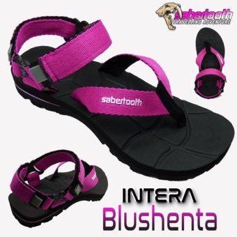 Sabertooth Sandal Gunung / Traventure Intera Blushenta Size 32 s/d 47 [Hitam Tali Pink]  