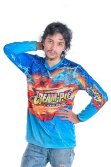 Sakha29 Design Kaos Motor Cross/Trail Creampie Biru Lengan Panjang  