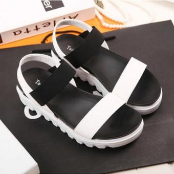 Sandal Flatfrom Hitam Putih DK11  