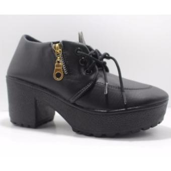 sandal heel wanita - hitam full  