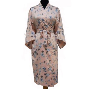 Sanny Apparel KC 018 Kimono Satin Velvet - Peach Floral  