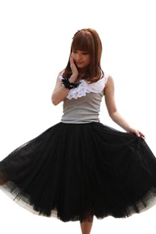 Sanwood 5 Layers Tutu Princess Skirt Knee-Length Mini Dress (Black)  