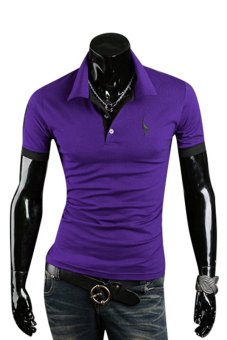 Sanwood Men's Summer Polo Slim Fit Short Sleeve T-Shirt Purple L  