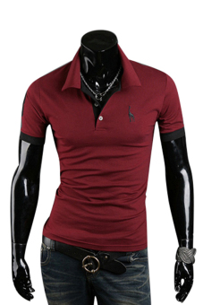 Sanwood Men's Summer Polo Slim Fit Short Sleeve T-Shirt Red XL  