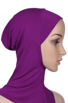 Sanwood Soft Muslim Full Cover Hijab Cap Islamic Scarf Hat Purple (Intl)  