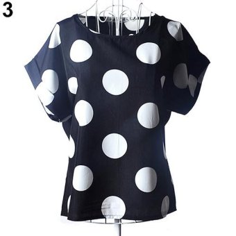 Sanwood Women Casual Chiffon Top Dot Star Batwing Short Sleeve Loose Shirt Blouse 3 - intl  