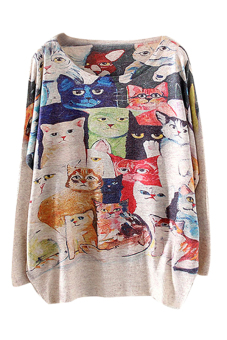 Sanwood Womens Cat Knitwear - Multicolor  