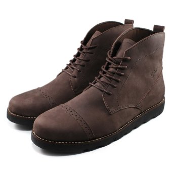 Sauqi Footwear Men's Mid Top Round Toe Boots Lace-up Sauqi Boots (Brown)  