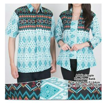 SB Collection Couple Atasan Blouse Adella Kemeja Batik-Biru  